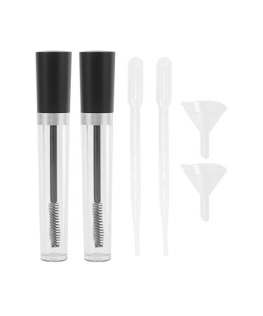 FOYTOKI 2 Sets Empty Mascara Tube for DIY Makeup Kits Mini Funnel Makeup Containers Lash Kit Black Plastic