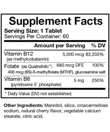 Bio-Design Methyl B12 5000 mcg Plus Folate Supplement - Methylcobalamin L-Methylfolate - Methylated & Bioavailable Supports Healthy Nervous System Energy Metabolism & Brain Health - 60 Tablets - Buy Online on GoSupps.com