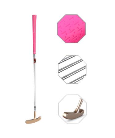Two Way Junior Golf Putter Stainless Steel Kids Putter Both Left and Right Handed Easily Use 3 Sizes to Choose Freely for Kids Ages 3-5 6-8 9-12 gold head+pink grip 27 inch,age 6-8