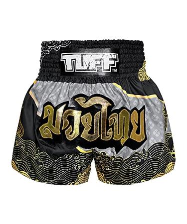 Tuff Sport Muay Thai Shorts Boxing Shorts Traditional Styles MMA Workout Kickboxing Medium Tuf-ms654-blk