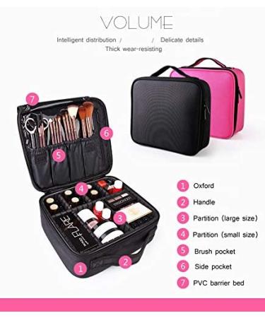 Waterproof Make-Up Bag with Brush | Large Cosmetic Organizer & Adjustable Compartments - Violet Red - Buy Online on GoSupps.com