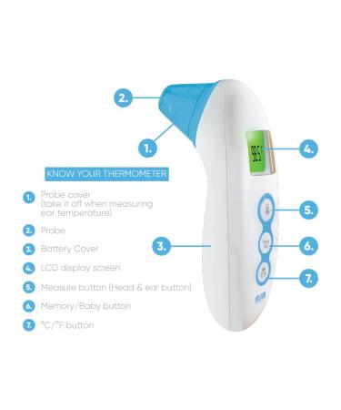 AZUJUR Infrared Forehead & Ear Thermometer - Accurate Digital Fever Thermometer for Adults & Kids - Buy Online on GoSupps.com