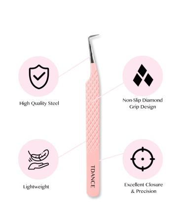 TDANCE Fiber Tip Lash Tweezers for Eyelash Extensions - Stainless Steel 90 Degree Thin Tweezer (Pink) - Volume Lash Tool for Precision Application | 1 Pcs - Buy Online on GoSupps.com