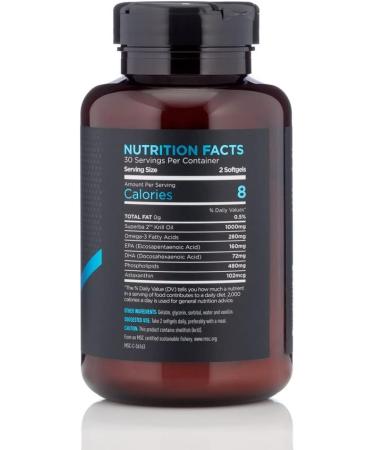 Kiva Pure Antarctic Krill Oil (60 Softgels) 1000mg High Concentration with Astaxanthin - Omega 3 DHA EPA - Heavy Metal and PCBs Tested - Buy Online on GoSupps.com