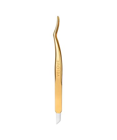 Velour Too Real Xtension Lash Applicator | Gold Stainless Steel | Double Ended Lash Tool for Easy False Extension Lash Application with Soft Silicone Angled Tip