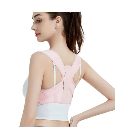 Women's Posture Corrector Adjustable Posture Invisible Back Support Can Relieve Waist Neck Shoulder aand Collarbone Back Pain S-M Pink