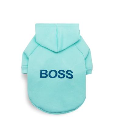 LtuzPet Dog Sweater with Hood "Boss" made of soft fleece warm dog jacket Green X-Large