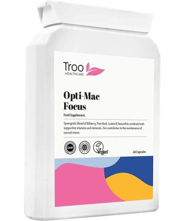 Opti-Mac Focus Eye Support 60 Capsules | Advanced Macular and Vision Formula | with Zeaxanthin, Lutein, Bilberry & Pine Bark | UK Manufactured | 2 Months Supply - Buy Online on GoSupps.com