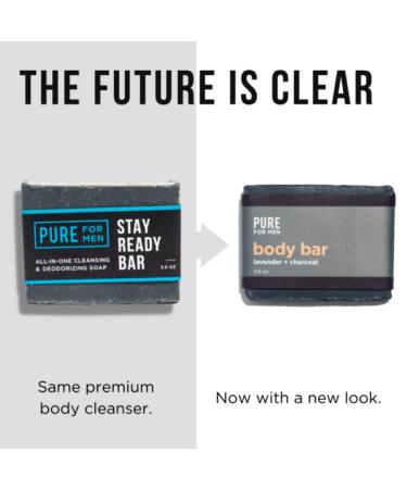 Pure for Men Lavender & Activated Charcoal Soap Bars - 3 Pack (3.6 oz each) | Vegan Cleanser for Hydration & Odor Elimination - Buy Online on GoSupps.com