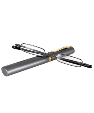 KoKoBin Mini Narrow Reading Glasses Spring Hinge Metal Reading Aid Unisex Visual Aid with Case (Rifle +2.5) Rifle +2.50 - Buy Online on GoSupps.com