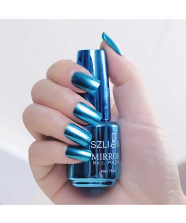 Wishwin Mirror Effect Nail Polish 8 Color UV LED Metallic Shiny Metal Nail Art Gels Nail Art Tool 18ml