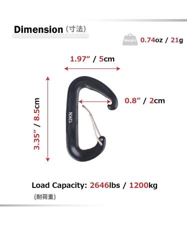 Azarxis 12kN Aluminum Carabiner Clips - Heavy Duty Lightweight D-Ring Caribeaners for Outdoor Activities - Orange (4 Pack) - Buy Online on GoSupps.com