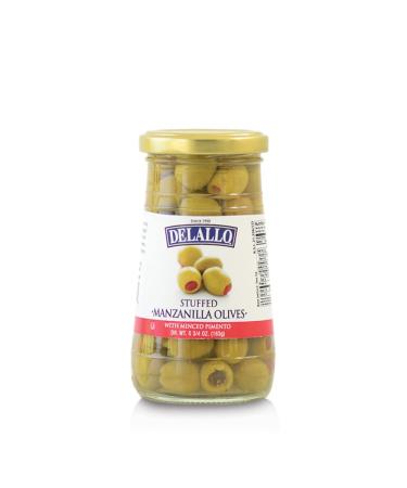DeLallo Stuffed Manzanilla Olives with Minced Pimento, 5.75oz Jar