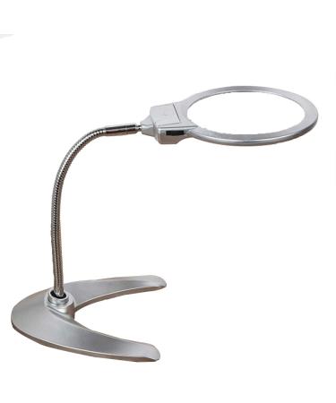 Magnifiers LED Light Meter Metal Hose Can Be Bent 360 Degree Adjustment Desktop Reading Maintenance Glass Silver 2X / 5X Reading Aids
