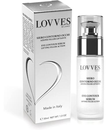 Lovves eye contour serum high natural cosmetics lifting filler effect contrasts facial mimic folds tightens and revitalizes the skin around the eyes 30ml glass bottle