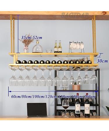 Metal Wine Glasses Hanger Wine Storage Display Shelf Wine Glass Racks Bilayer 60-200cm Ceiling Bottle Rack Width/Height Adjustable High Load-Bearing Capacity (Gold 60cmx30cm) - Buy Online on GoSupps.com