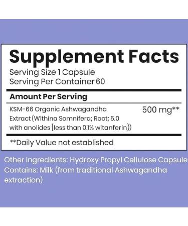 BBETTER Ashwagandha KSM-66 Capsules 500mg | Lab Tested Herbal Supplement for Stress Relief |Pure Organic Ashwagandha Powder | Supports Mental & Physical Well-Being Mood Enhancer | 120 Veg Capsules Pack of 2 - Buy Online on GoSupps.com