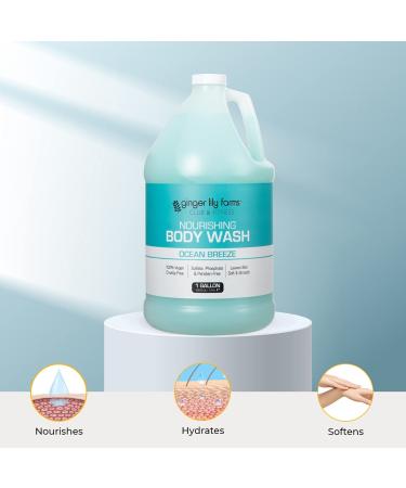 Ginger Lily Farms Club & Fitness Nourishing Body Wash - Ocean Breeze Scent - 1 Gallon Refill | Vegan & Cruelty-Free Bath/Shower Gel for Men and Women - Buy Online on GoSupps.com