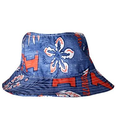Wes and Willy Mens College Hawaiian Vintage Floral Bucket Hat Illinois Fighting Illini Large