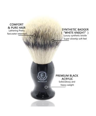 Echolly Luxury Synthetic Shaving Brush with Acrylic Handle - Perfect Gift for Men - 110*55mm - Buy Online on GoSupps.com