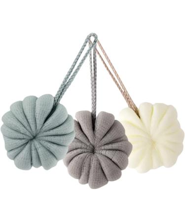 Pack of 3 Shower Loofah Body Exfoliating Mesh Bath with Hanging Rope Back Washer for Bathroom Home Hotel