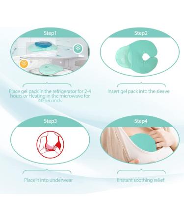 NEWGO Breast Therapy Packs 2 Pack - Hot Cold Gel Packs for Breastfeeding, Swelling, Post Surgery Pain Relief - Green (Nylon Cover) - Buy Online on GoSupps.com