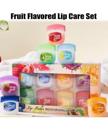  Mciluyaiio Fruit-flavored lip care kit mini lip balm anti-brittle lip treatment colorless fruit-flavored gloss long-lasting moisturizing and nourishing lip mask (1 set) - Buy Online on GoSupps.com