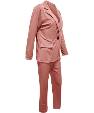 Women's 2024 Comfy Two Piece Outfits Blazer Jacket and Pant Solid Color Work Office Elegant Casual Suit Sets 615-sasnx-c-pink 4XL - Buy Online on GoSupps.com