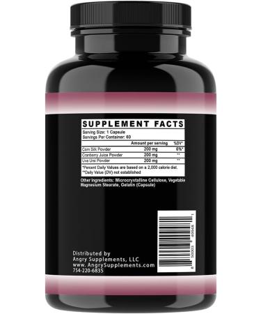 Angry Supplements Urinary Care for Women UTI & Urinary Tract Health Support Cranberry Corn Silk & Uva Ursi Bladder Cleanse Complex 60 Capsules 60 Day Supply (1-Bottle) - Buy Online on GoSupps.com