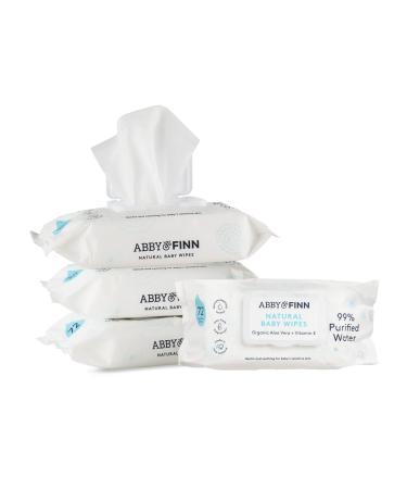 Baby Wipes by ABBY&FINN, Natural, Sensitive Water Based Baby Diaper Wipes, Unscented, 4 Pop-Top Packs (288 Total Wipes) 72 Count (Pack of 4)