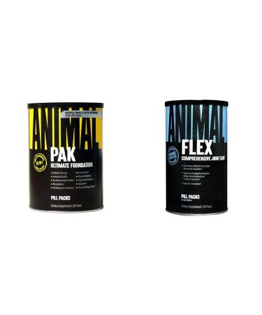 Animal Pak - Convenient All-in-One Vitamin & Supplement Pack & Flex Complete Joint Support Supplement Contains Turmeric Root Curcumin Helps Repair & Restore Joints 44 Packs