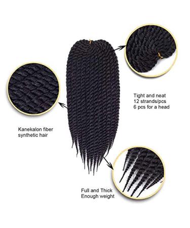Coolbers 6 Packs Havana Mambo Twist Crochet Braids - 18 Inch Kanecalon Jumbo Twist Hair Extensions | Bulk 1B Color 6 Pieces - Buy Online on GoSupps.com