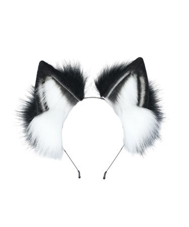 hgnxa Carnivals Cartoon Foxes Ear Hair Hoop Woman Headband Makeup Headband for Easter Carnivals Cosplay Hair Accessories Black and white