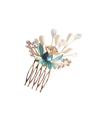 Housoutil Bridal Headdress Crystal Flower Comb Wedding Hair Comb Hair Comb Headpiece Crystal Headpiece Small Hair Combs Crystal Rhinestone Tiara Pearl Hair Comb Manual Bride