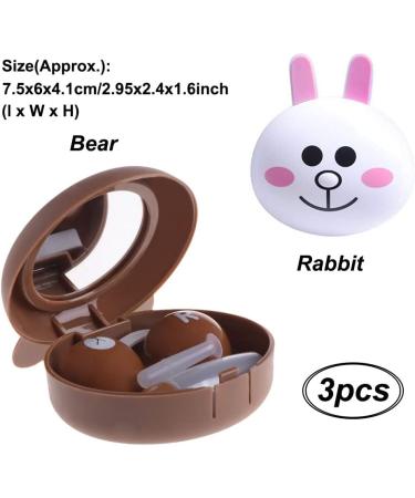 AKOAK Cute Animal Contact Lens Case - Rabbit Bear & Duck Travel Kit with Mirror | Easy Carry & Stylish Storage - Buy Online on GoSupps.com