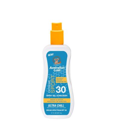 Australian Gold Extreme Sport Spray Gel Sunscreen SPF 30 8 Ounce | Broad Spectrum | Sweat & Water Resistant | Non-Greasy | Oxybenzone Free | Cruelty Free