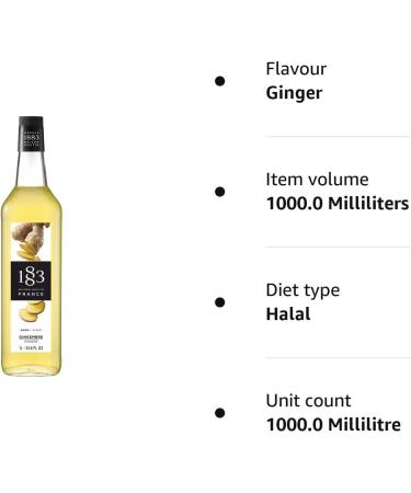 1883 Maison Routin Premium Ginger Syrup for Cocktails Mocktails Tea Coffee Desserts Glass 1L - Buy Online on GoSupps.com