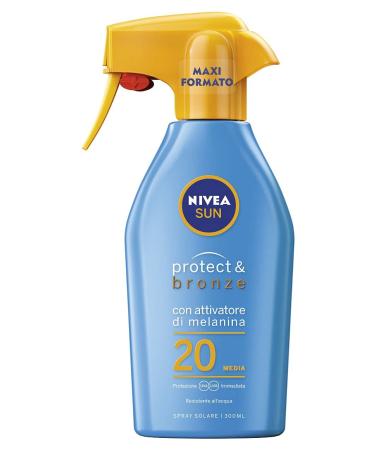 NIVEA Sun Maxi Sonnenpray Protect & Bronze FP20 in 300 ml bottle browning spray and moisturizing sunscreen for an intensive and even tan 300 ml (1 Pack) FP20