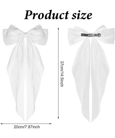 Elegant White Hair Bow in French Ribbonsatin Large Secure Clip Versatile Accessory for Women and Girls - Buy Online on GoSupps.com