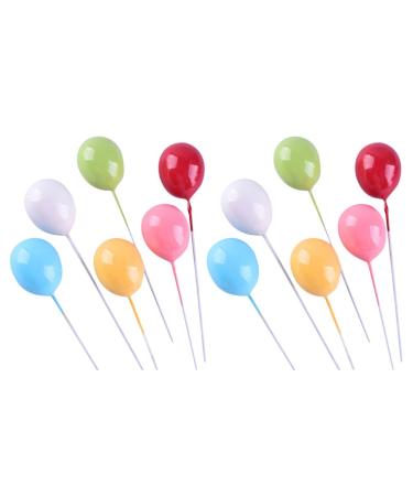 jojofuny 12 Pcs Cake Picks Balloon Cupcakes Mini Colorful Balloon Cake Picks Foam Ball Cupcakes for Birthday Parties Weddings Baby Showers