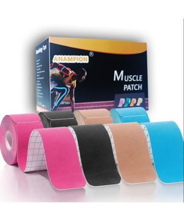 Waterproof Kinesiology Tape -4-Rolls-Joints Support & Muscle Pain Relief -16.4ft Precut -Cotton Elastic Tape Perfect for Any Activity (Mix-4color)