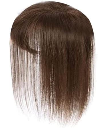 Clip On Bangs Human Hair Toppers Clip In Crown Toppers Hair For Women Straight Toupee Mid Part Wiglets Hairpieces for Mild Hair Loss Volume(Light Brown 25 cm) - Buy Online on GoSupps.com