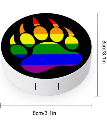 LGBT Gay Pride Rainbow Bear Paw Round Case For Contact Lens Kit Storage Box with Mirror Printed - Buy Online on GoSupps.com