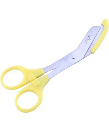 MARLAS Bandage Scissors Round Tip with Colored Safety Guard - 6" Surgical Grade Stainless Steel - Ideal for Nurses Veterinary and Home Use (Daffodil Yellow)