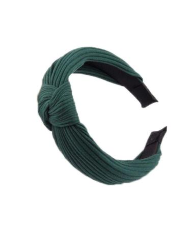 Knotted Headbands For Women Wide Plain Turban Headband Fashion Cross Knot Hair Bands With Solid Colors (Dark Green)