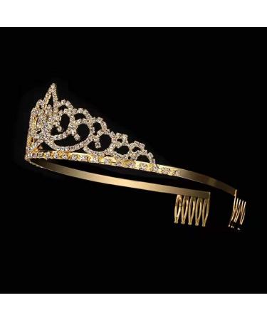 Royal Crystal Tiara Crown - Wedding Bridal Princess Headband in Gold - Buy Online on GoSupps.com