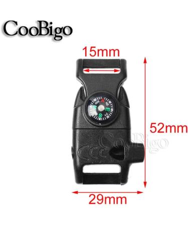10pcs Black 5/8 Compass Flint Scraper Fire Starter Whistle Buckle Paracord Bracelet Kit - Outdoor Camping Emergency Survival Travel - Buy Online on GoSupps.com