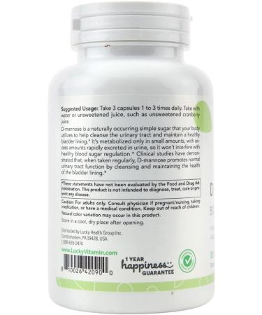 Lucky Vitamin D-Mannose 500mg Urinary Tract Support - 120 Veg Capsules - Buy Online on GoSupps.com