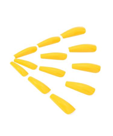Brishow Long Ballerina False Nails - Pure Color Acrylic Press-On Full Cover Nails (Yellow) - 24 Pieces for Women & Girls - Buy Online on GoSupps.com