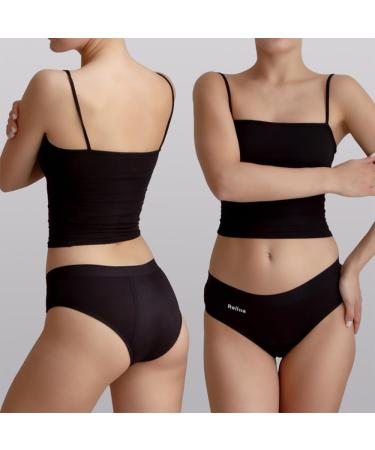 Relixa Menstruation Underwear for Women & Girls - 3-Pack Bamboo Hipsters (XS-6XL) | Strong Absorbency for Heavy Bleeding - Black Blue & Beige - Buy Online on GoSupps.com